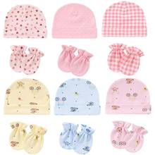 Детская шапочка и варежки, носки для девочек и мальчиков, удобные детские шапки и перчатки, хлопковые аксессуары для новорожденных 0-6 месяцев 2024 - купить недорого