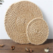 Rattan Round Table Mat Straw Cup Coaster Placemat Wicker Drink Coaster Kitchen Tool Heat Insulation Dining Table Pad Pot Holder 2024 - buy cheap