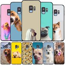 Funda de teléfono suave negra con diseño de perro animal divertido para Samsung S20, S10, S9, S8, S7 edge Plus, Lite Note 8, 9, 10, A6, A7, A8, A9, 2018 2024 - compra barato