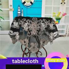 Luxury European American Style Lace Sequin Embroidery Black Square Tablecloth Coaster Dust Cover Cloth Christmas Toalha De Mesa 2024 - buy cheap