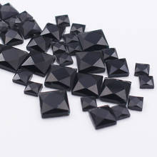 Pedras de strass com forma quadrada, 8x8mm, brilhante, preto, reta, formato quadrado, artesanato, cola para roupas 2024 - compre barato