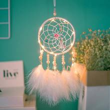 Dream Catcher With Night Light Wall Hanging Feather Ornaments Dreamcatcher Birthday Gift Home Room Decoration Girl Room Decor 2024 - buy cheap