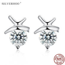 SILVERHOO 925 Sterling Silver Earrings Real Silver Earrings For Women Send Friends Fashion Romantic Zircon Engagement Gift 2024 - buy cheap