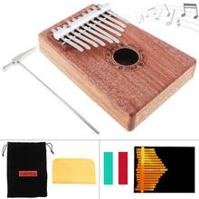 Polegar piano 10 chave kalimba sólido mogno polegar piano mbira natural mini teclado instrumento com acessórios quente 2024 - compre barato