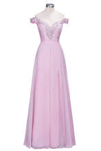 vestidos largos Elegant Off Shoulder Evening Gown Pink Chiffon Long Evening Dress A Line Beaded Sweetheart Formal Party Dress 2024 - buy cheap