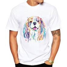 Fashion Men Short Sleeve Cavalier King Charles Spaniel Colorful Watercolor Print T Shirt Funny Hip Hop Boy Tops Man Casual Tees 2024 - buy cheap