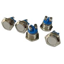 Botão interruptor de metal, 16mm, à prova d'água, prensa de latão niquelado, elétrico, carro, barco, interruptor de botão de metal, reinicialização automática 1no