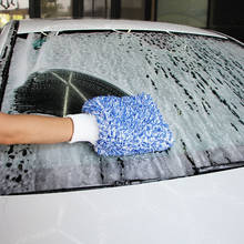 Luva de microfibra para lavagem de carro, acessório em azul e branco, utensílios de limpeza, microfibra premium 2024 - compre barato