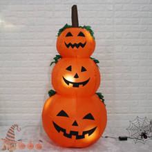 120cm/230cm fantasma abóbora gigante halloween inflável led iluminado brinquedos 3 jack-o-lanternas quintal decoração festa adereços airbow 2024 - compre barato