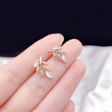 JUWANG Luxury 14 k Real Gold Filled Stud Earrings For Women Fine Jewelry Vintage Zircon Leaves Style Earrings Pendientes Mujer 2024 - buy cheap