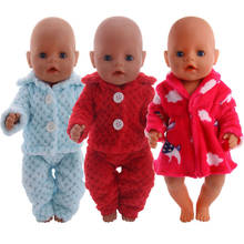 Camisola de pelúcia para bebês, pijama quente para o inverno, roupa de boneca americana de 18 tamanhos, 43 cm 2024 - compre barato