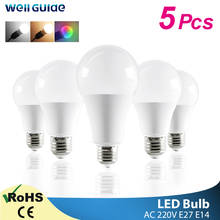 Bombilla LED E14 E27, 3W, 6W, 9W, 12W, 15W, 18W, 20W, CA 220V, RGB, lámpara blanca, lámparas de mesa de aluminio, 1/5 Uds. 2024 - compra barato