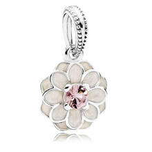 Enamel Blooming Dahlia Dangle Charm for Women Bracelet Bangle Lady Gift Bead Authentic S925 Silver DIY Jewelry 2024 - buy cheap