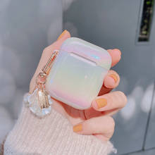 Cute Pearl Shell Keychain Decor Water Rainbow Hard Earphone Case For Airpods 1 2 Cover for AirPods Pro Headset Protective Cover 2024 - buy cheap