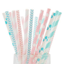 25 Pc Multicolor Disposable Paper Straws Dot Striped Wave Party DIY For Baby Shower Baptism Birthday Wedding Sweet Table Decor 2024 - buy cheap
