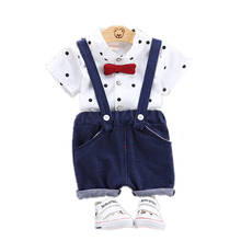 Summer Baby Boy Girl Clothes Infant Fashion Polka Dot Bow T-shirt Bib Shorts 2pcs/sets Kids Clothing Children Casual Tracksuits 2024 - buy cheap