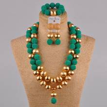 Conjunto de joias colar africano verde teal de 24 polegadas pérola simulada fzz40 2024 - compre barato