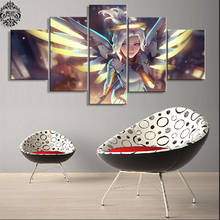 Canvas Printed Painting Pictures 5 Panel Wall Art Overwatch Mercy Game Poster Artwork Home Decor For Living Room Modern Cuadros 2024 - buy cheap