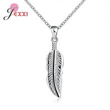 Charming Lady Feather Pendant Choker Necklace Elegant Women's Wedding Party 925 Sterling Silver Jewelry Necklace 2024 - buy cheap