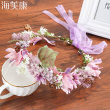 Haimeikang Fairy Floral Wreath Headbands For Girls Flower Headband Bride Bridesmaid Wedding Hair Accessories New Arrivals 2024 - buy cheap