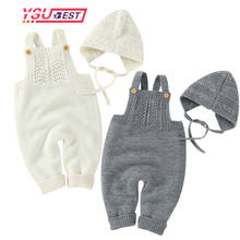0-3Y Baby Romper Autumn Winter Newborn Jumpsuit Outfit Solid Knitted Adjustable Hat Jumpsuit Boy Girl Infant Clothing Sleeveless 2024 - buy cheap