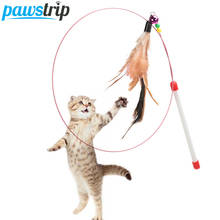 1pc Interactive Cat Toy Stick Feather Wand Mouse Toys For Cats Colorful Cat Teaser Linen Sisal Cat Toys Cat Scratcher With Bell 2024 - buy cheap