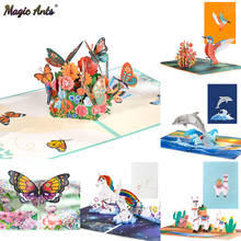 3D Butterfly Unicorn Birthday Card for Kids Children Cute Animal Pop-Up Greeting Cards Baby Shower Gifts 2024 - buy cheap