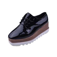 Women Ankle Boots Spring Casual Solid Flat Women Shoes Patent Leather Lace-up Boots Flat Platforms British Style Ladies Oxford 2024 - buy cheap