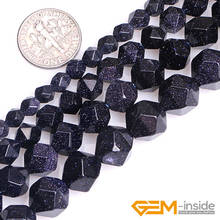 Blue Sandstone Polygonal Faceted Round Beadds For Jewelry Making Strand 15 Inch DIY Acceories Bead For Bracelet Necklace 2024 - buy cheap