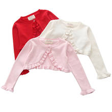 Suéter cardigã de algodão com botão único, jaqueta de uso externo para meninas, roupas de bebê femininas bc822 2024 - compre barato