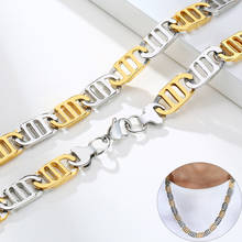 Simple 10mm Wide Stainless Steel Zipper Chain Necklaces for Men Gold Color Two-Tone Links Collar Male Jewelry 60cm 2024 - buy cheap