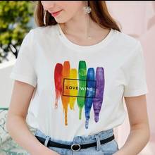 Nueva camiseta Lgbt Gay Harajuku de arcoíris, camiseta para mujeres lesbianas Ullzang 90s, camiseta gráfica de amor es amor, camiseta de dibujos animados, camisetas femeninas 2024 - compra barato