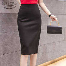 Elegant Midi Pencil Skirt High Waist for Work 2020 Large Size Skirt 4XL 5XL Slit Black Red Elastic OL Bandage Skirts Women 11023 2024 - buy cheap