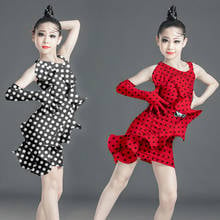 Girls Latin Dance Dress Fashion Polka Dot Sleeveless Dresses Children Performance Wear Tango Rumba Cha Cha Samba Salsa DN6147 2024 - buy cheap
