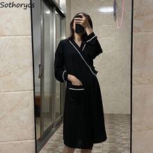 Women V-Neck Print Lace-up Sexy Simple Design Home Wear Soft Females Leisure Trendy Chic Sleepwear Kimono Bathrobe Lounge Simple 2024 - buy cheap