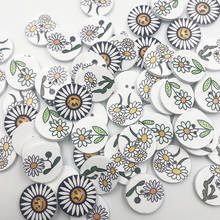 New 50/100pcs SunFlowers Wood Buttons 20mm Sewing Craft Mix Lots Wholesales WB719 2024 - buy cheap