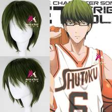 Peruca japonesa de anime kurokos, peruca verde do kuroko no basuke midorima shintaro, peruca de personagem cômica + boné 2024 - compre barato