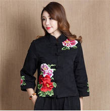 New cotton and linen embroidery short jacket Coat ethnic style women's Chinese tops daily mom casual wear elegant women jacket 2024 - buy cheap