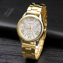 Relógio casual prateado geneva e quartzo, relógio de pulso feminino de aço inoxidável 2024 - compre barato