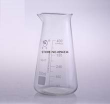Vaso cónico de vidrio triangular transparente, borosilicato para laboratorio de química, con boquilla 2024 - compra barato