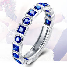 Anel circular redondo feminino, anel com pedra de zircônia azul profundo 2024 - compre barato