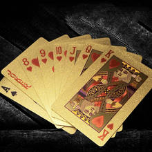 24K золотые игральные карты, колода для игры в покер, Золотая фольга, набор для покера, пластиковые волшебные карты, водостойкие карты, волшебные 2024 - купить недорого