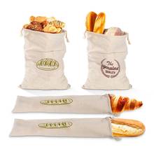 Natural Linen Bread Bag Reusable Baguette Drawstring Pouch Bagel Bun Storage Sack Home Food Container Bread Storage Bags 2024 - buy cheap