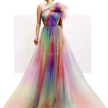 Цветное вечернее платье из тюля с одним плечом без рукавов; вечерние платья с бантом; торжественное платье с поясом; вечернее платье 2024 - купить недорого