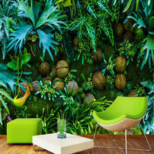 Custom Mural Wallpaper 3D Tropical Rain Forest Plant Green Leaves Wall Painting Living Room TV Background Wall Papel De Parede 2024 - buy cheap