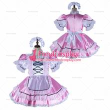 fondcosplay adult sexy cross dressing sissy maid short baby pink satin dress lockable Uniform apron costume Tailor-made[G2159] 2024 - buy cheap