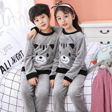 kids Christmas Coral velvet pyjamas set Pajamas for girls winter warm Flannel long sleeved sleepwear suit boys new year homewear 2024 - buy cheap