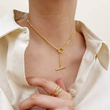 Corrente de clavícula srcom design minimalista, colar de fecho geométrico simples com corrente, de ouro e prata, joia feminina 2024 - compre barato