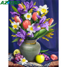 AZQSD 5D diamante pintura flor bordado Floral con diamantes foto de diamantes de imitación de costura regalo artesanía casa Decoración 2024 - compra barato