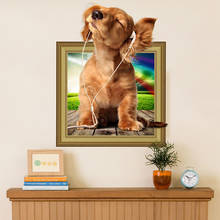 3D Dog Wall Sticker Refrigerator Living Room Bedroom Pet Decor Wall Decor 3D Effect Animal Wall Decals Art Mural 2024 - buy cheap